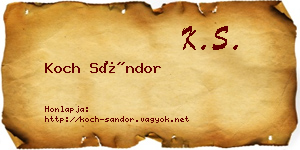 Koch Sándor névjegykártya